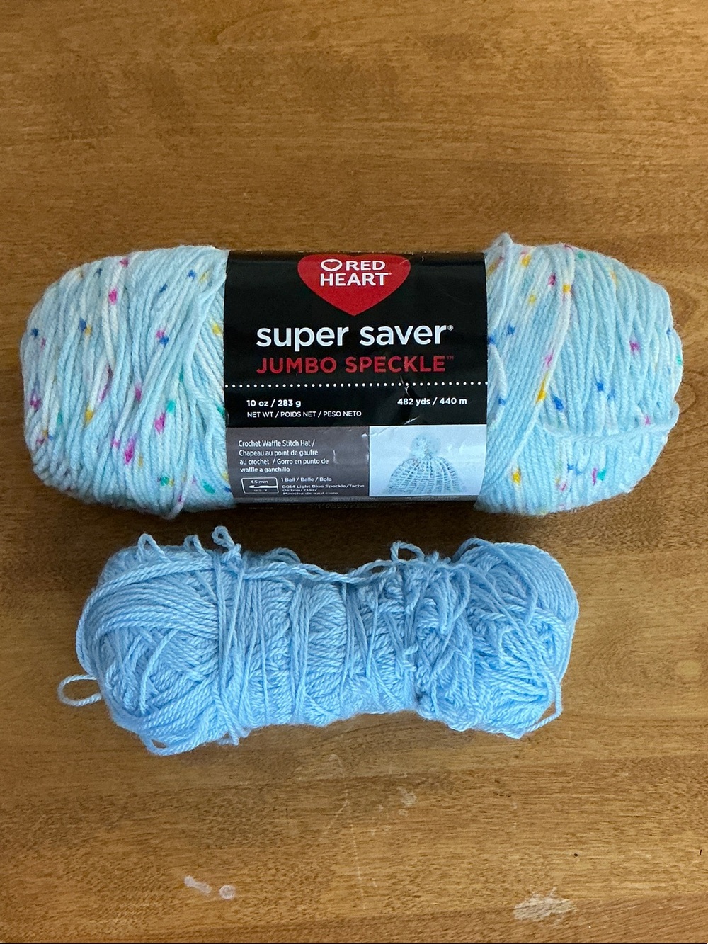 Red Heart Super Saver Jumbo Speckle Yarn - Light Blue Speckle